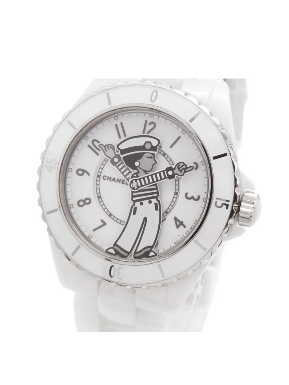 Chanel Mademoiselle la Pausa White Ceramic SS 38 Watch Automatic